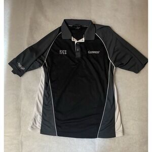 Guinness Men's Black And Grey Panelled Performance Golf Shirt Large